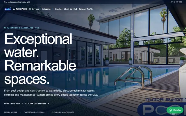 Al Mori Pools desktop website screenshot