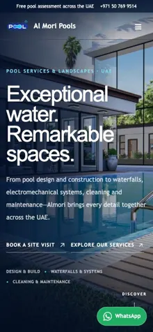 Al Mori Pools mobile website screenshot