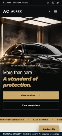 Aurex Auto Care concept mobile website