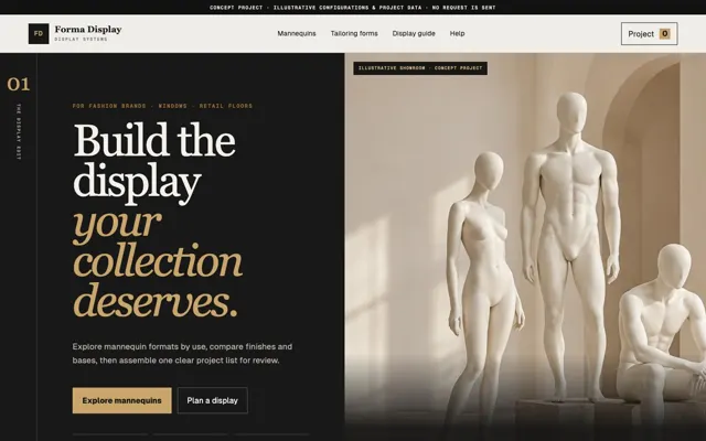 Forma Display concept desktop website